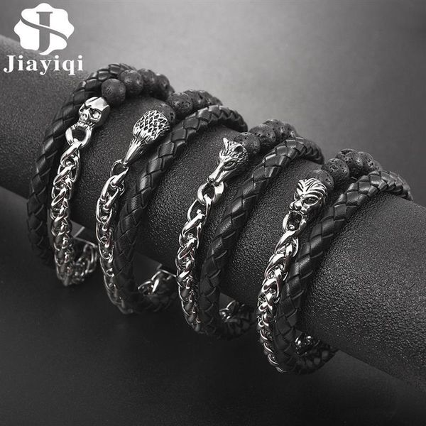 charm bracelets jiayiqi unique leather bracelet men eagle wolf lion skull stainless steel chain bead magnetic clasp bangle vintage jewelry, Golden;silver
charm bracelets jiayiqi unique leather bracelet men eagle wolf lion skull stainless steel chain bead magnetic clasp bangle vintage jewelry, Golden;silver