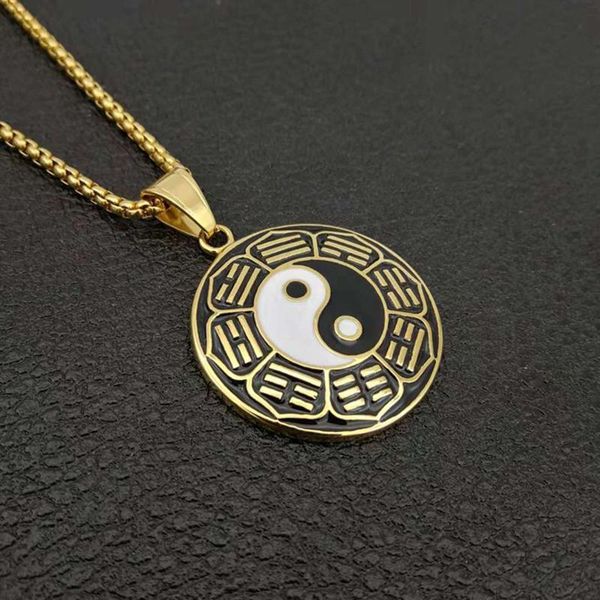 pendant necklaces hip hop rock gold color stainless steel yin yang tai chi taiji geometric round necklace for men jewelry with 24" chai, Silver
pendant necklaces hip hop rock gold color stainless steel yin yang tai chi taiji geometric round necklace for men jewelry with 24" chai, Silver