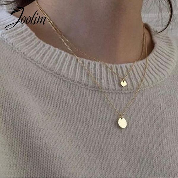 pendant necklaces joolim jewelry pvd gold finish double layered size round plate necklace stylish stainless steel, Silver
pendant necklaces joolim jewelry pvd gold finish double layered size round plate necklace stylish stainless steel, Silver