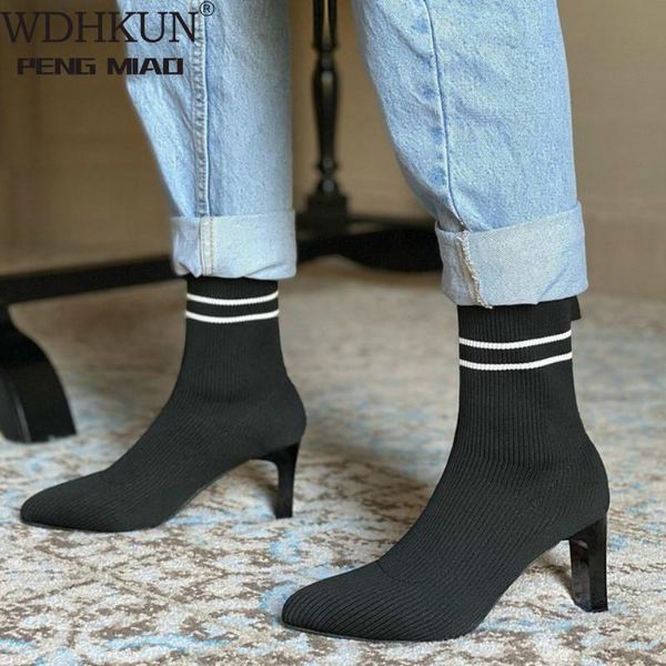 boots knitting high heels dress shoes 2021 pointed toe fashion booties black striped stretch fabric botas mujer
boots knitting high heels dress shoes 2021 pointed toe fashion booties black striped stretch fabric botas mujer