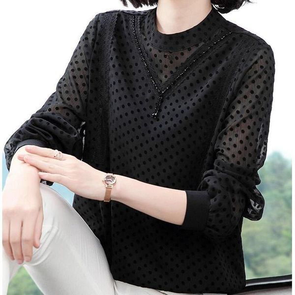women's blouses & shirts polka dot printed blusas women long sleeve chiffon lady casual spring autumn style o-neck, White
women's blouses & shirts polka dot printed blusas women long sleeve chiffon lady casual spring autumn style o-neck, White