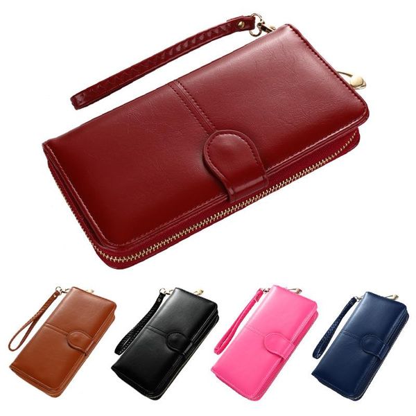 wallets oil wax leather wallet long zip phone bag vintage card holder women's purse women, Red;black
wallets oil wax leather wallet long zip phone bag vintage card holder women's purse women, Red;black