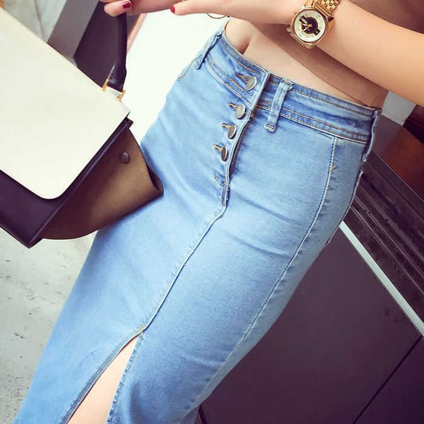skirts summer long denim women casual high wasit jeans single breasted front split bodycon female 8b4u, Black
skirts summer long denim women casual high wasit jeans single breasted front split bodycon female 8b4u, Black
