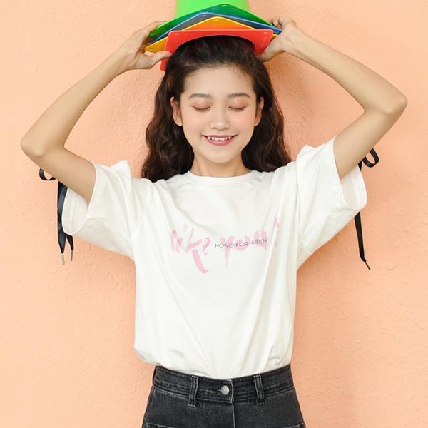 women's t-shirt harajuku kawaii clothes 2021 summer korean women tshirt fashion sweet vintage print letter tie bow friends t shirt, White
women's t-shirt harajuku kawaii clothes 2021 summer korean women tshirt fashion sweet vintage print letter tie bow friends t shirt, White