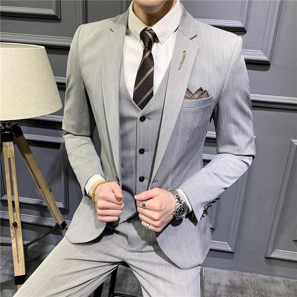 men's suits & blazers british style men stripe long sleeve slim blazer wedding busniess dress costumes homme jacket pants 3 pieces, White;black
men's suits & blazers british style men stripe long sleeve slim blazer wedding busniess dress costumes homme jacket pants 3 pieces, White;black