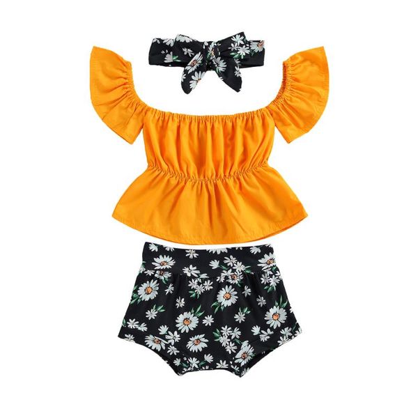 0-18m baby girls clothes sets 3pcs off shoulder short sleeve t shirts flowers printed shorts headband clothing, White
0-18m baby girls clothes sets 3pcs off shoulder short sleeve t shirts flowers printed shorts headband clothing, White