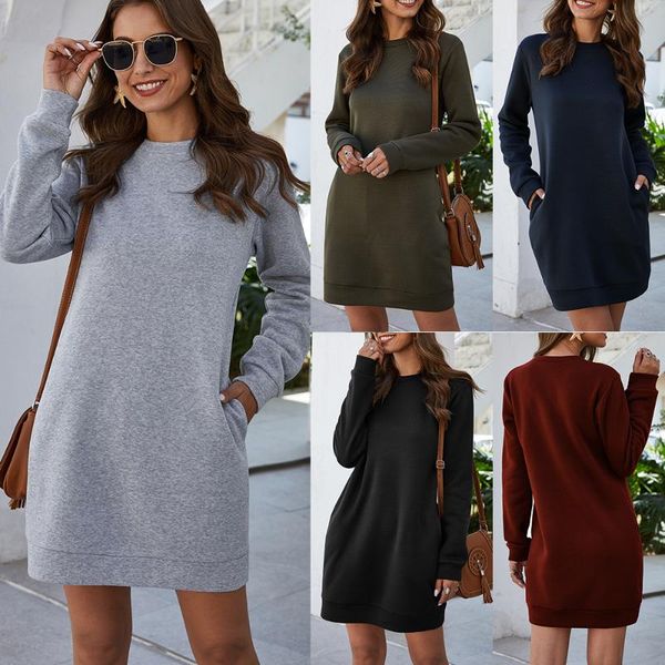 casual dresses women dress long sleeve solid o-neck autumn winter female fashion ladies loose mini 6 size, Black;gray
casual dresses women dress long sleeve solid o-neck autumn winter female fashion ladies loose mini 6 size, Black;gray