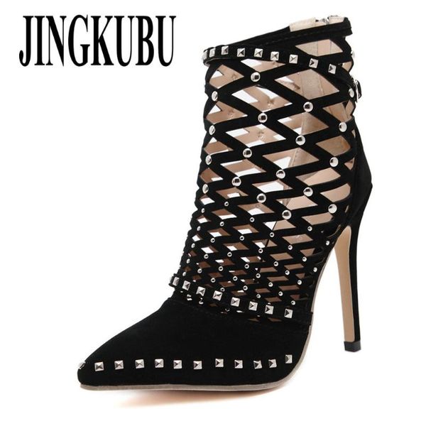 gladiator sandals summer spring pointed toe rivets studded cut out caged ankle boots stiletto heel women shoes, Black
gladiator sandals summer spring pointed toe rivets studded cut out caged ankle boots stiletto heel women shoes, Black