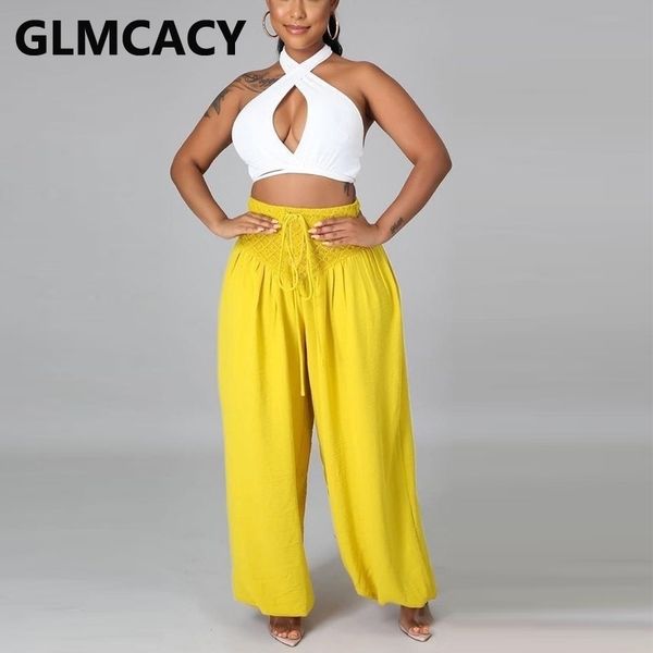 two piece colorblock chic suits halter crop & wide leg loose pants set 210702, White
two piece colorblock chic suits halter crop & wide leg loose pants set 210702, White