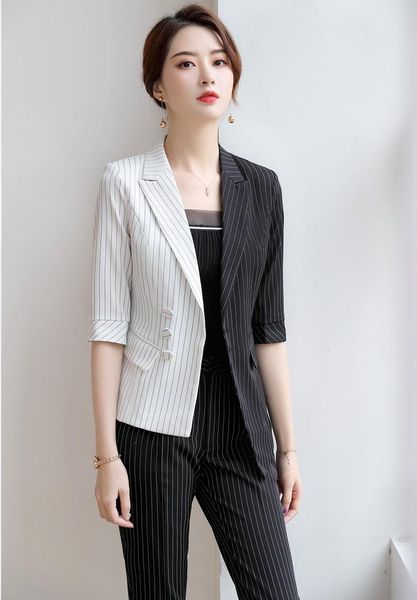 fashionable temperament half sleeve stripe business suit professional ol korean styles self-cultivation 2021 spring summer women's two, White
fashionable temperament half sleeve stripe business suit professional ol korean styles self-cultivation 2021 spring summer women's two, White