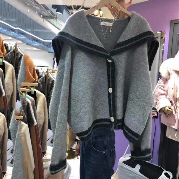 women's jackets sweater korean high-fashion collar women, autumn long sleeve striped cardigan single mesh lsja, Black;brown
women's jackets sweater korean high-fashion collar women, autumn long sleeve striped cardigan single mesh lsja, Black;brown