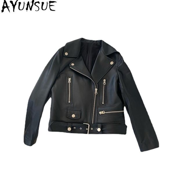 women's leather & faux ayunsue 2021 genuine jacket women real sheepskin coats short cool autumn jackets for woman veste en cuir femme s, Black
women's leather & faux ayunsue 2021 genuine jacket women real sheepskin coats short cool autumn jackets for woman veste en cuir femme s, Black