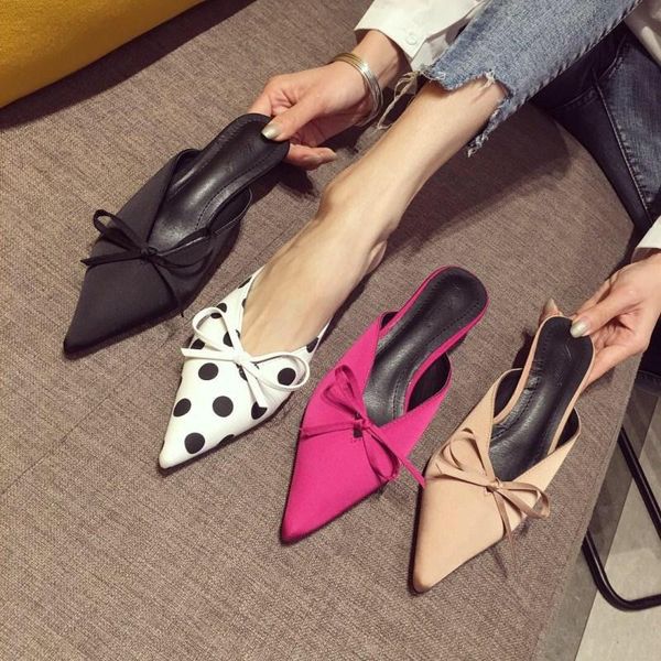 slippers bow-tied pointy casual ladies shoes elegant cat heels mules shallow loafers feminino brand girl's silk polka dot woman, Black
slippers bow-tied pointy casual ladies shoes elegant cat heels mules shallow loafers feminino brand girl's silk polka dot woman, Black
