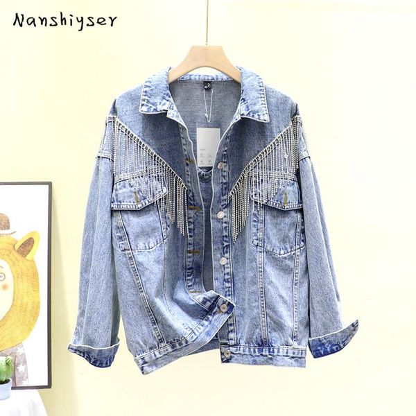 women's jackets heavy work diamond tassel washed light blue denim jacket autumn loose plus size korean jaqueta jeans feminina casual je, Black;brown
women's jackets heavy work diamond tassel washed light blue denim jacket autumn loose plus size korean jaqueta jeans feminina casual je, Black;brown