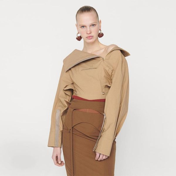 women's jackets 114160 autumn fashion classic design irregular zipper off shoulder short windbreaker shirt coat j2, Black;brown
women's jackets 114160 autumn fashion classic design irregular zipper off shoulder short windbreaker shirt coat j2, Black;brown