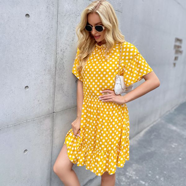 summer women polka dot ruffled loose dress casual beach holiday yellow mini dresses sweet short sleeve female sundress 210423, Black;gray
summer women polka dot ruffled loose dress casual beach holiday yellow mini dresses sweet short sleeve female sundress 210423, Black;gray