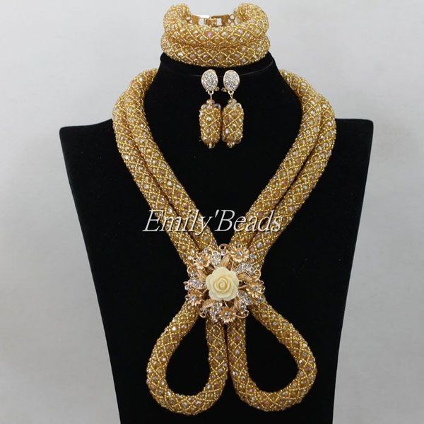 earrings & necklace luxury african bridal wedding jewelry set costume nigerian champagne crystal beads aij348, Silver
earrings & necklace luxury african bridal wedding jewelry set costume nigerian champagne crystal beads aij348, Silver