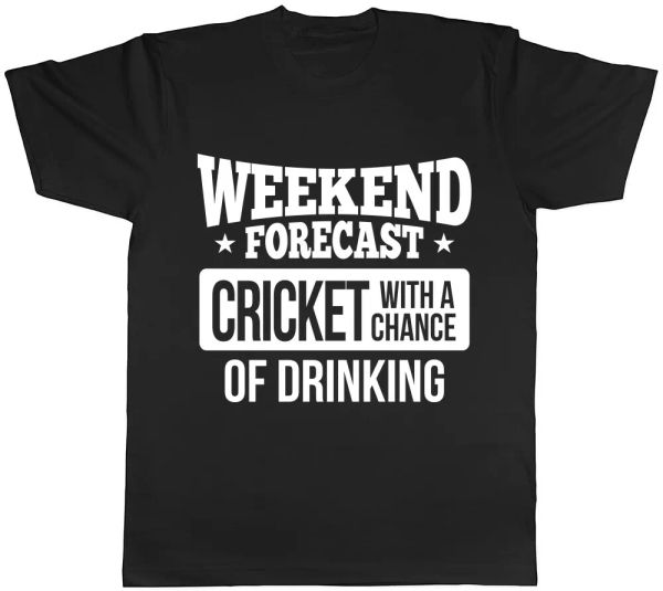 weekend forecast cricket with a chance of drinking mens womens ladies t-shirt, White;black
weekend forecast cricket with a chance of drinking mens womens ladies t-shirt, White;black