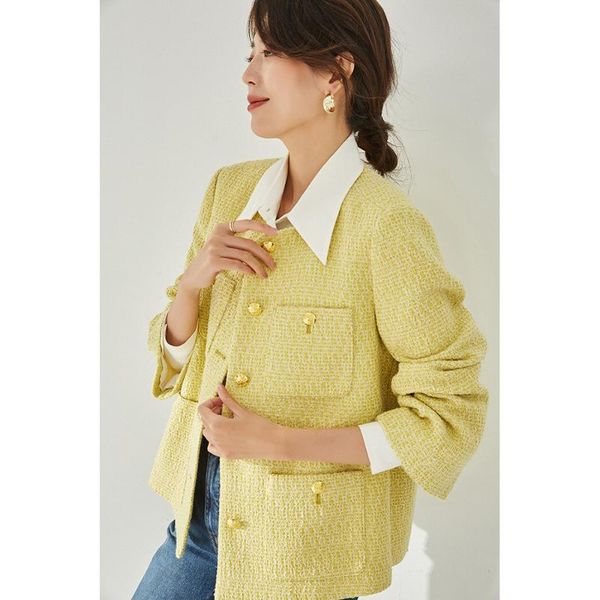 women's jackets wool jacket white round neck loose small fragrance autumn winter trumpet sleeve yellow cotton pocket, Black;brown
women's jackets wool jacket white round neck loose small fragrance autumn winter trumpet sleeve yellow cotton pocket, Black;brown
