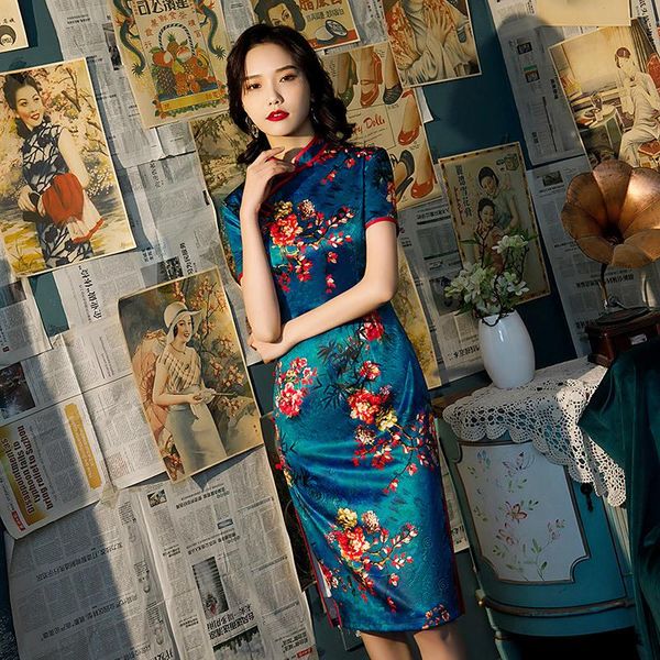 chinese traditional wedding qipao woman elegant split dress female floral printed bodycon cheongsam ethnic clothing, Red
chinese traditional wedding qipao woman elegant split dress female floral printed bodycon cheongsam ethnic clothing, Red