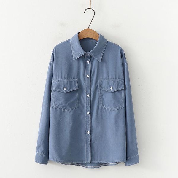 women's blouses & shirts japan style bf loose blouse women autumn solid color drop shoulder pockets design blusas student chic clothing, White
women's blouses & shirts japan style bf loose blouse women autumn solid color drop shoulder pockets design blusas student chic clothing, White