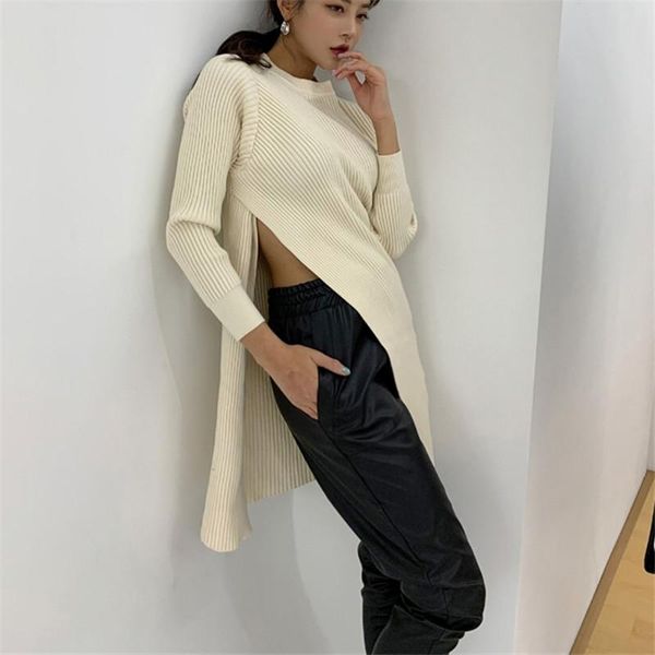 women's sweaters autumn winter ladies all-match simple round neck personality mid-length sweater 2021 fashion casual, White;black
women's sweaters autumn winter ladies all-match simple round neck personality mid-length sweater 2021 fashion casual, White;black