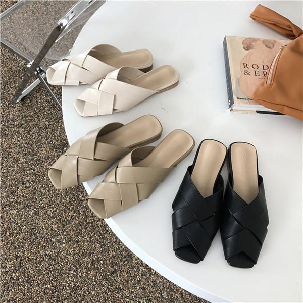slippers trendy thick band weaving ladies shoes women peep toe flat flipflops cut-out black slides square pantoffels dames
slippers trendy thick band weaving ladies shoes women peep toe flat flipflops cut-out black slides square pantoffels dames