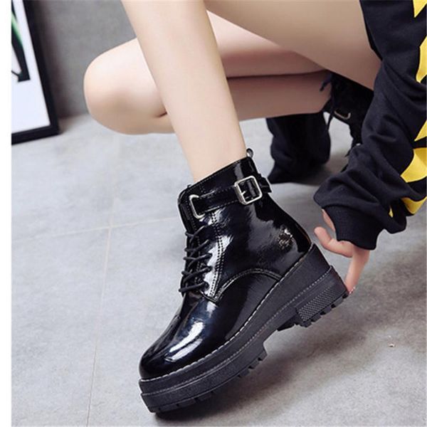 boots black platform women gothic shoes patent leather lace up tenis chunky british punk botas feminina
boots black platform women gothic shoes patent leather lace up tenis chunky british punk botas feminina