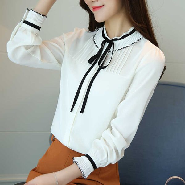korean chiffon women shirts office lady white shirt long sleeve woman solid bow blouses ladies plus size xxl 210531
korean chiffon women shirts office lady white shirt long sleeve woman solid bow blouses ladies plus size xxl 210531