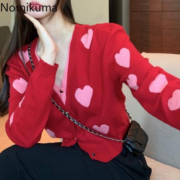 women's knits & tees nomikuma fake two piece love heart knitted cardigan women single breasted long sleeve short sweater fashion crop, White
women's knits & tees nomikuma fake two piece love heart knitted cardigan women single breasted long sleeve short sweater fashion crop, White