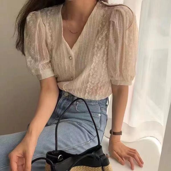 women's blouses & shirts hzirip gentle loose korean lace v-neck women short-sleeved shirt 2021 chic fashion all-match single-breasted s, White
women's blouses & shirts hzirip gentle loose korean lace v-neck women short-sleeved shirt 2021 chic fashion all-match single-breasted s, White