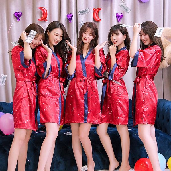 women's sleepwear bride bridesmaid wedding kimono bathrobe gown bling print stars dressing v-neck nightdress loung bath, Black;red
women's sleepwear bride bridesmaid wedding kimono bathrobe gown bling print stars dressing v-neck nightdress loung bath, Black;red