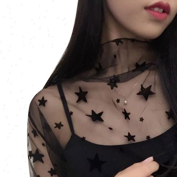 mesh womens blouses long sleeve stand collar casual polka dot star shirt transparent elegant tees hollow out 30, White
mesh womens blouses long sleeve stand collar casual polka dot star shirt transparent elegant tees hollow out 30, White