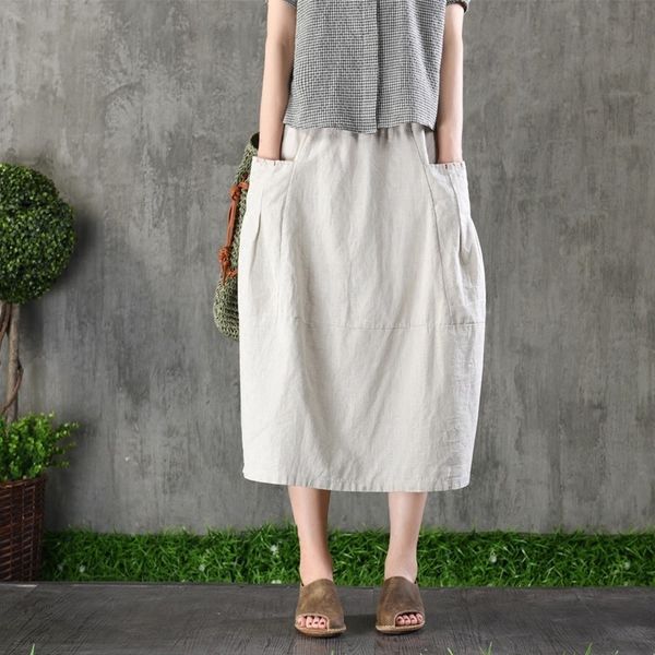 johnature autumn cotton linen loose leisure patchwork pockets elastic waist half skirts women all-match fashion skirt 210521, Black
johnature autumn cotton linen loose leisure patchwork pockets elastic waist half skirts women all-match fashion skirt 210521, Black
