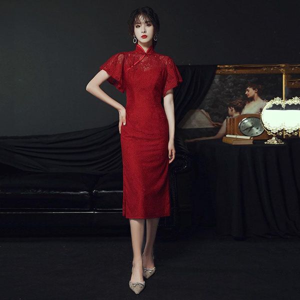 ethnic clothing mandarin collar burgundy qipao vintage button cheongsam flare sleeve lace bride wedding party dress gown short zipper vestid, Red
ethnic clothing mandarin collar burgundy qipao vintage button cheongsam flare sleeve lace bride wedding party dress gown short zipper vestid, Red