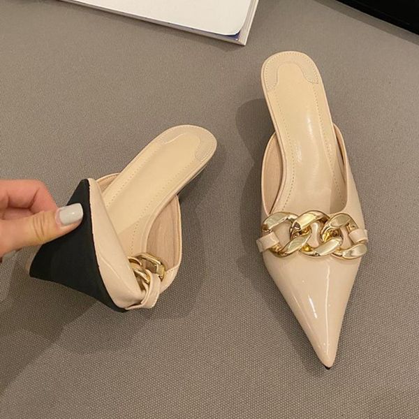 women slippers slip on mules thin high heels slides shoes for woman fashion chain elegant ladies pumps, Black
women slippers slip on mules thin high heels slides shoes for woman fashion chain elegant ladies pumps, Black