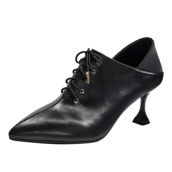 dress shoes women's genuine leather thin high heel pointed toe lace-up pumps quality elegant ladies ol style evening women, Black
dress shoes women's genuine leather thin high heel pointed toe lace-up pumps quality elegant ladies ol style evening women, Black