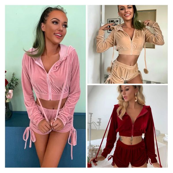 women's tracksuits gold veet tracksuit women two piece set spring summer clothes zipper hooded crop shorts velour suits casual, Gray
women's tracksuits gold veet tracksuit women two piece set spring summer clothes zipper hooded crop shorts velour suits casual, Gray