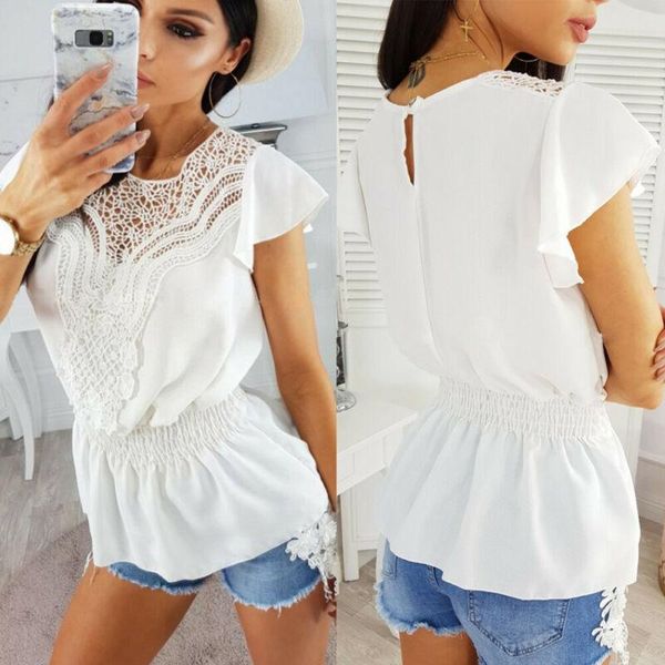 women's blouses & shirts 2021 est fashion women loose short sleeve blouse hollow out lace casual patchwork shirt, White
women's blouses & shirts 2021 est fashion women loose short sleeve blouse hollow out lace casual patchwork shirt, White