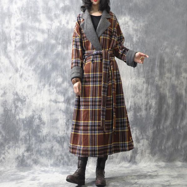 women's wool & blends women winter woolen coat plaid patchwork loose long outerwear ladies fashion overcoat female oat 2021, Black
women's wool & blends women winter woolen coat plaid patchwork loose long outerwear ladies fashion overcoat female oat 2021, Black