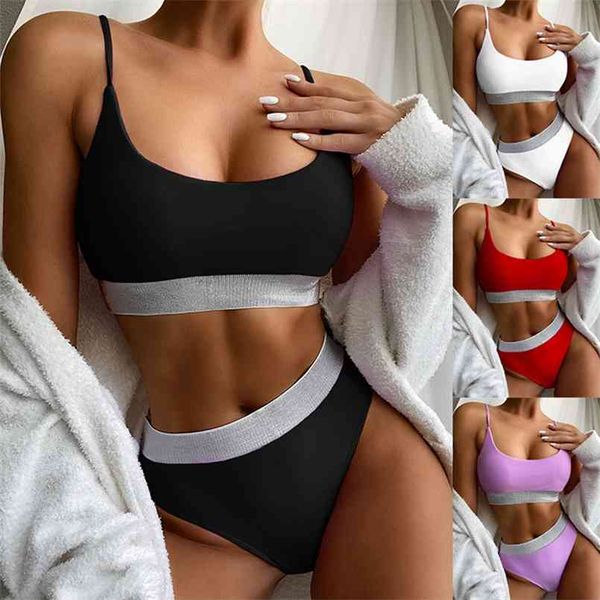 solid bikini female swimsuit high waist swimwear women set two pieces bathing suit beachwear vest biquini 210730, White;black
solid bikini female swimsuit high waist swimwear women set two pieces bathing suit beachwear vest biquini 210730, White;black