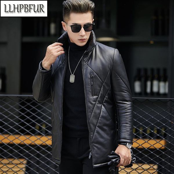men's leather & faux mid-length coat in winter, down jacket, warm casual youth stand collar, Black
men's leather & faux mid-length coat in winter, down jacket, warm casual youth stand collar, Black
