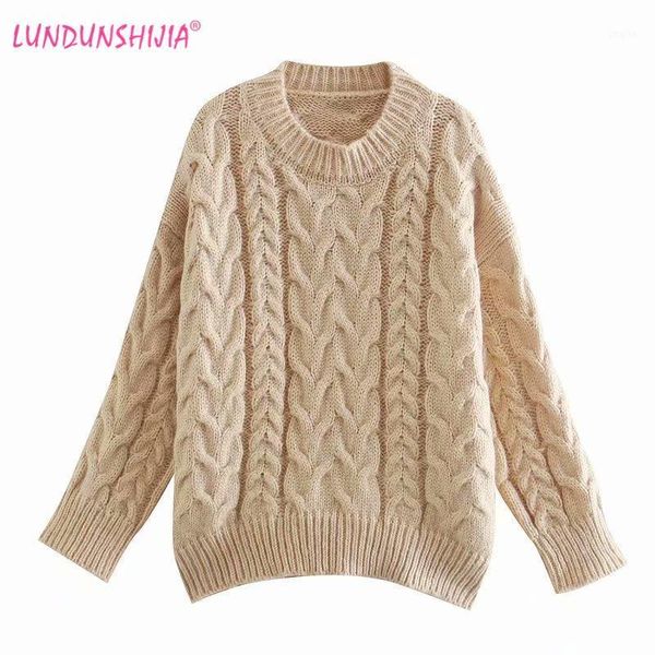women's sweaters lundunshijia loose women 2021 autumn winter twist knitted pullover fashion female sweater, White;black
women's sweaters lundunshijia loose women 2021 autumn winter twist knitted pullover fashion female sweater, White;black