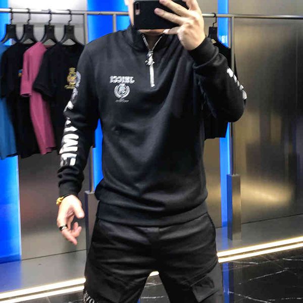 hoodies autumn custom letter impression of half thin adjustment versatile man's sweater, Black
hoodies autumn custom letter impression of half thin adjustment versatile man's sweater, Black