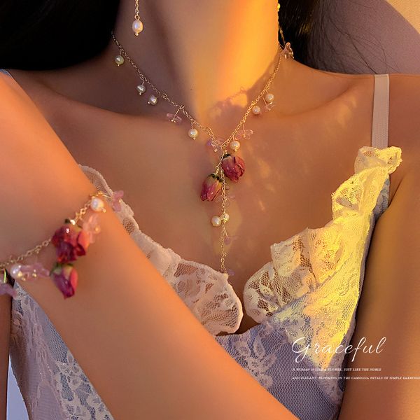 necklace luxury designer chain korean fashion flower pearl bracelet earring set super fairy rose temperament gentle clavicle earrings female, Silver
necklace luxury designer chain korean fashion flower pearl bracelet earring set super fairy rose temperament gentle clavicle earrings female, Silver