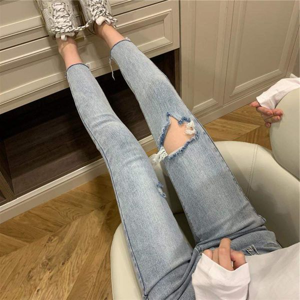 kog964 light blue hole in new spring and summer women show tall waist tight jeans stretch pencil section nine points
kog964 light blue hole in new spring and summer women show tall waist tight jeans stretch pencil section nine points