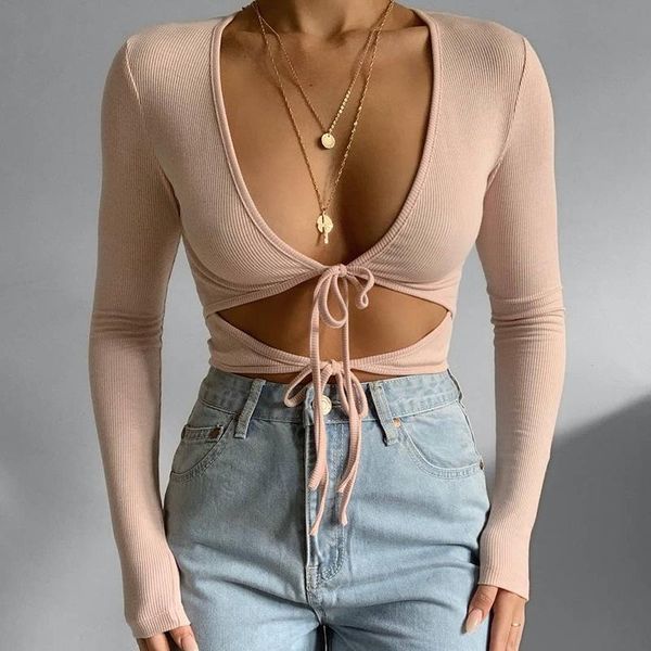 women's t-shirt bambooboy autumn deep v neck tie lace up fitted club wear basic ln238, White
women's t-shirt bambooboy autumn deep v neck tie lace up fitted club wear basic ln238, White