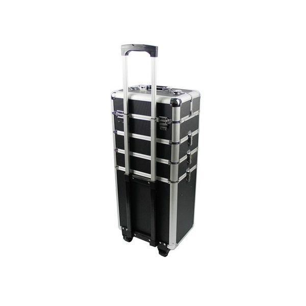 4-in-1 draw-bar style interchangeable aluminum rolling makeup case black cosmetic bags & cases
4-in-1 draw-bar style interchangeable aluminum rolling makeup case black cosmetic bags & cases
