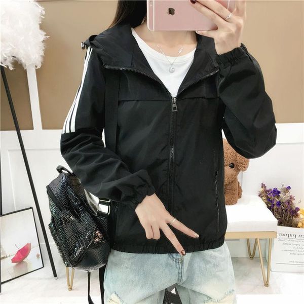 women's jackets sport coat black white stripe hooded casual young student autumn classic thin wholesale female clothed, Black;brown
women's jackets sport coat black white stripe hooded casual young student autumn classic thin wholesale female clothed, Black;brown
