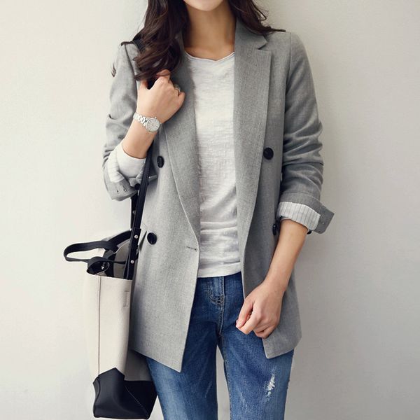 women's suits & blazers spring autumn jackets women korean fashion double-breasted small suit jacket female loose casual outwear 1, White;black
women's suits & blazers spring autumn jackets women korean fashion double-breasted small suit jacket female loose casual outwear 1, White;black